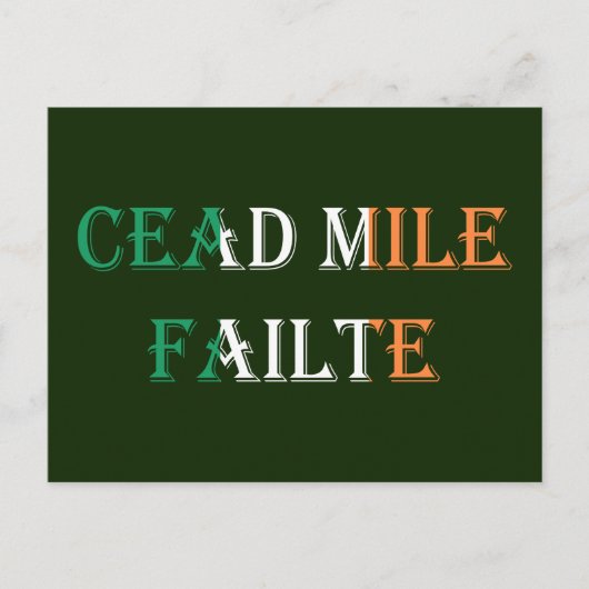 Carte Postale Cead Mile Failte superposé sur Irish Flag pccn (Devant)
