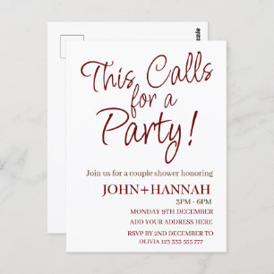 Carte Postale Cela demande une fête drôle Co-ed Couple Douche