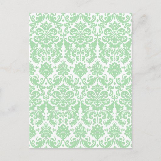 Carte Postale Celadon et blanc élégant modèle Damask (Devant)
