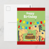 Carte Postale Célébration Animale Joyeuse Girafe (Devant / Derrière)