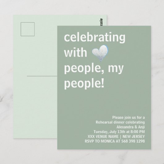 Carte Postale Célébration avec les miens Dîner de répétition (Devant / Derrière)