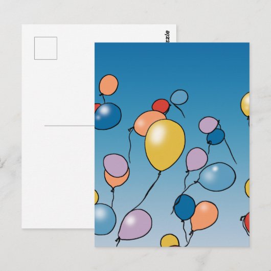 Carte Postale Célébration d'anniversaire avec ballons (Devant / Derrière)