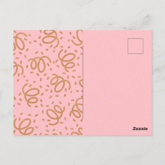 Carte Postale Célébration d'anniversaire avec paillettes dorées (Dos)