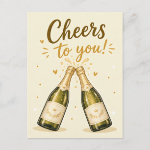Carte Postale Célébration d'anniversaire avec une bouteille de c