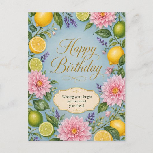 Carte Postale Célébration d'anniversaire Citrus Bloom (Devant)
