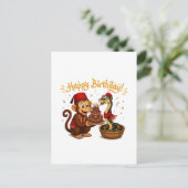 Carte Postale Célébration d'anniversaire de singe et de serpent (Debout devant)