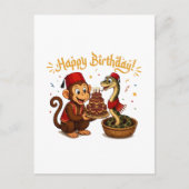 Carte Postale Célébration d'anniversaire de singe et de serpent (Devant)