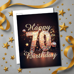 Carte Postale Célébration d'anniversaire disco étincelant pour 7