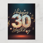 Carte Postale Célébration de 30 ans d'anniversaire disco étincel (Devant)