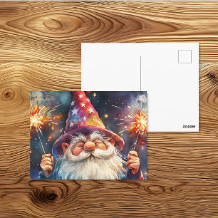 Carte Postale Célébration de gnome patriotique avec cierge magiq