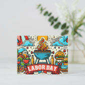 Carte Postale Célébration de la Fête du Travail Grill & Chill (Debout devant)