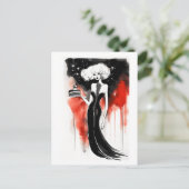 Carte Postale Célébration de la mode. Belle femme avec gâteau (Debout devant)