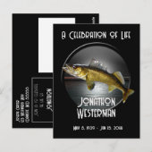 Carte Postale Célébration de la vie de la pêche au doré jaune  (Devant / Derrière)