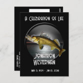 Carte Postale Célébration de la vie de pêche au doré jaune (Devant / Derrière)