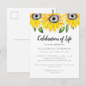 Carte Postale Célébration de la vie de tournesol Mémorial funéra (Devant / Derrière)