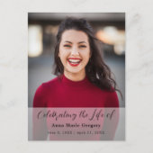 Carte Postale Célébration de la vie Photo Simple funérailles com (Devant)