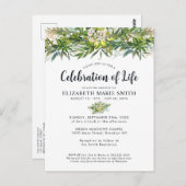 Carte Postale Célébration de la vie Verdure Chic Funeral Memoria (Devant / Derrière)