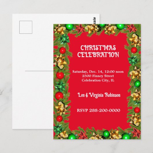 Carte Postale Célébration de Noël (Devant / Derrière)