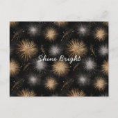 Carte Postale Célébration de Noël Argent Or Noir  (Devant)