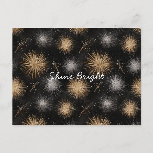 Carte Postale Célébration de Noël Argent Or Noir  (Devant)