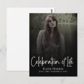 Carte Postale Célébration de vie du texte funéraire moderne (Devant / Derrière)