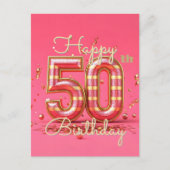 Carte Postale Célébration des 50 ans de Golden Glamour en rose (Devant)