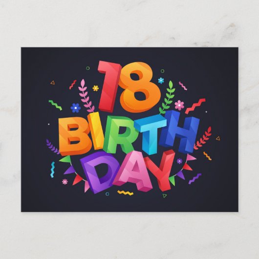 Carte Postale Célébration du 18e anniversaire (Devant)