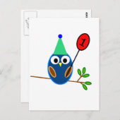 Carte Postale Célébration du premier anniversaire, Chouette (Devant / Derrière)