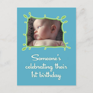 Carte Postale Célébration d'un premier Invitation d'anniversaire