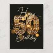 Carte Postale Célébration élégante d'anniversaire de 50 ans en o (Devant)
