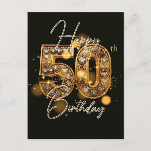 Carte Postale Célébration élégante d'anniversaire de 50 ans en o (Devant)