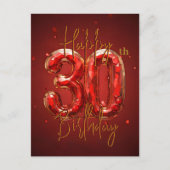 Carte Postale Célébration élégante de 30 ans d'anniversaire en r (Devant)