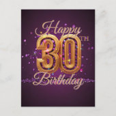 Carte Postale Célébration élégante de 30 ans d'anniversaire en v (Devant)