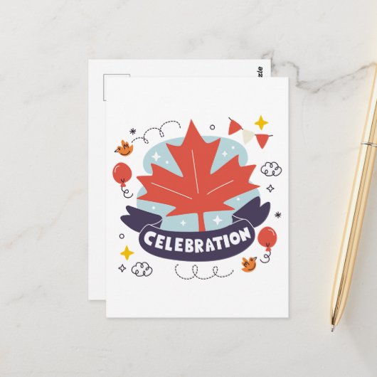 Carte Postale Célébration festive de la feuille d'érable (Devant/Arrière en situation)