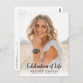 Carte Postale Célébration moderne de la vie Simple Photo Funérai (Devant / Derrière)