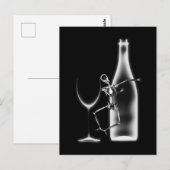Carte Postale Célébration squelette à rayons X et vin - N&B (Devant / Derrière)