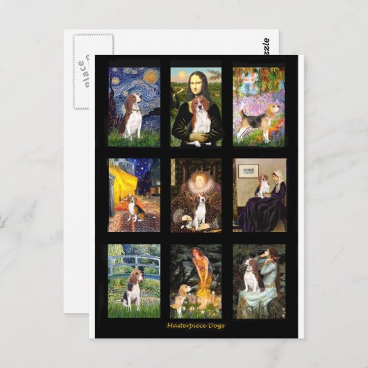 Carte Postale Célèbre Art Beagle Comp 1 (Devant / Derrière)