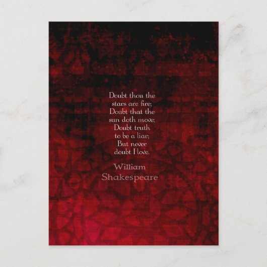 Carte Postale Célèbre citation d'amour de William Shakespeare (Devant)