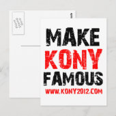 Carte Postale Célèbre Kony - Kony 2012 (Devant / Derrière)