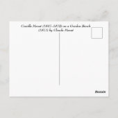 Carte Postale Célèbre tableau Camille Monet sur un banc de jardi (Dos)