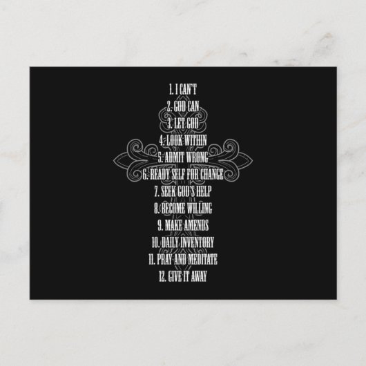 Carte Postale Célébrer la récupération Croix chrétienne 12 Étape (Devant)