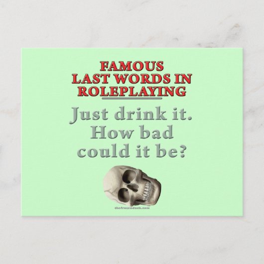 Carte Postale Célèbres Derniers mots dans le jeu de rôles : Boir (Devant)