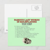 Carte Postale Célèbres Derniers mots dans le jeu de rôles : Dix  (Devant / Derrière)