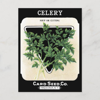 Carte Postale Célery Seed Packet vert Black Vegetable Garden