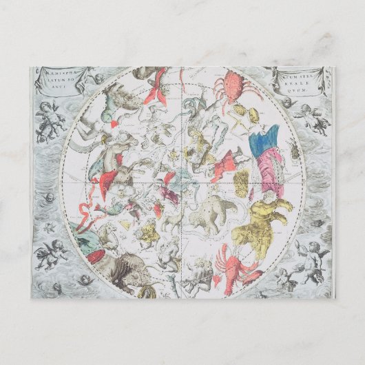 Carte Postale Céleste montrant les signes du Zodiaque (Devant)