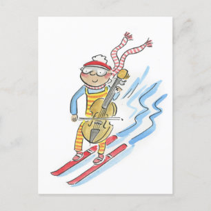 Carte Postale Cellist ski