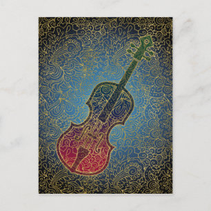 Carte Postale Cello Gold Filigree - Musique colorée