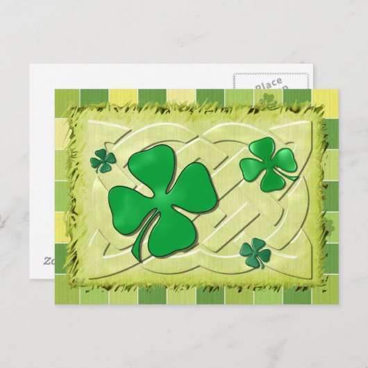 Carte Postale Celtic Clover Irish 3D (Devant / Derrière)