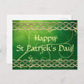 Carte Postale Céltic Green Knots & Feuilles (Devant / Derrière)