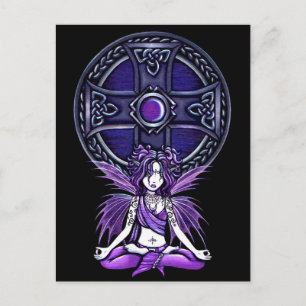 Carte postale "Celtic Lotus" Purple Yoga Fairy